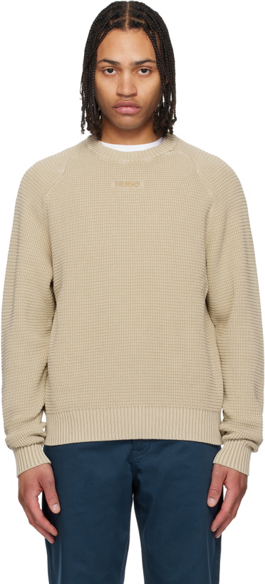 Photo: Hugo Beige Knit Cotton Sweater