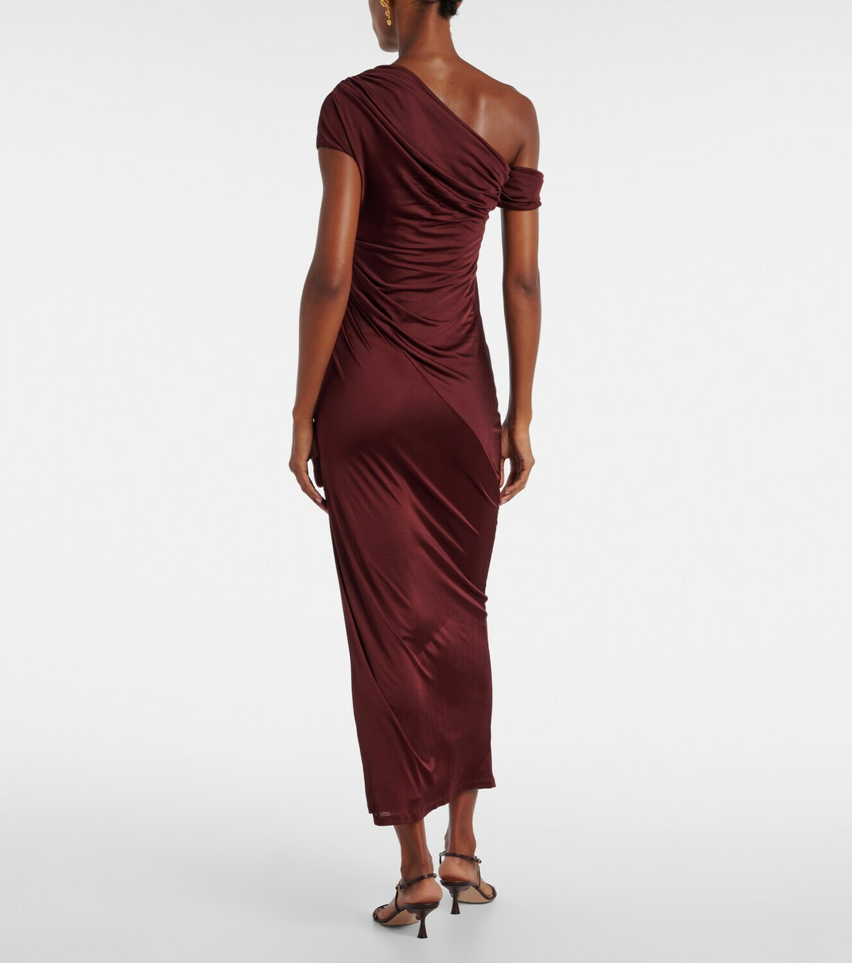 Galvan Asymmetric draped jersey maxi dress