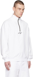 Hugo White Relaxed-Fit Sweatshirt