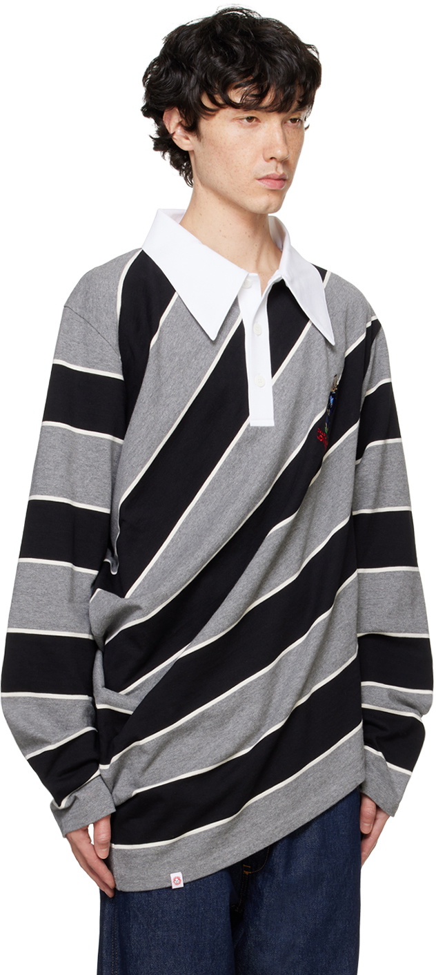 Charles Jeffrey LOVERBOY Black & Gray Topsy Turvy Polo Charles