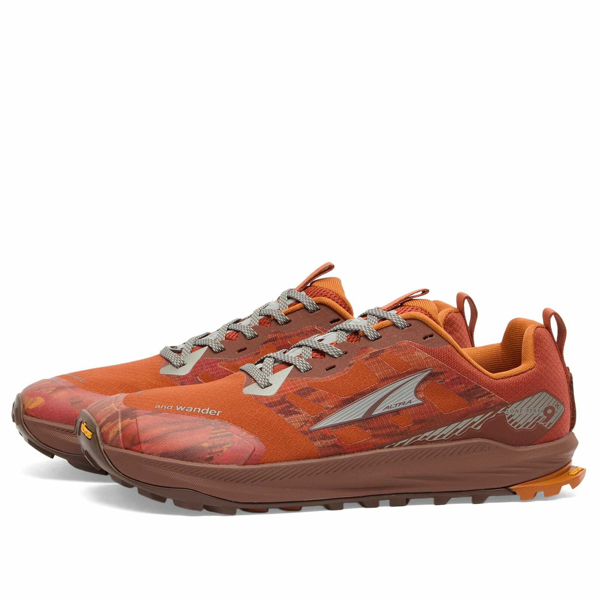 and wander Men's x Altra Lone Peak 9+ Sneakers in Dark Orange