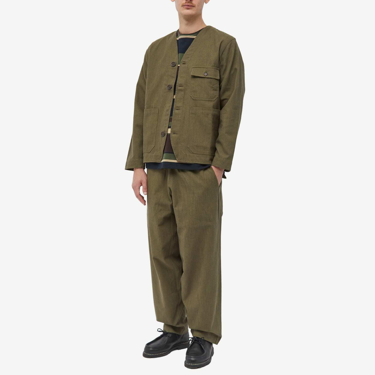 Universal Works Men's Kyo Cotton Cabin Jacket in Olive Universal Works