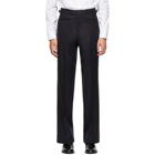 Husbands Navy Wide-Leg Tapered Trousers