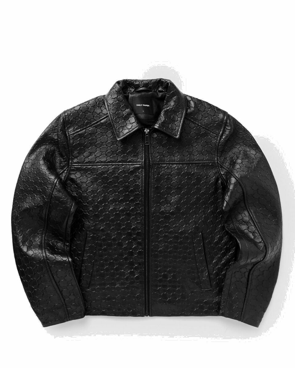 Photo: Daily Paper Silence Monogram Leather Jacket Black - Mens - Bomber Jackets