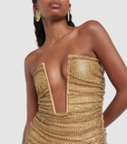 Giuseppe di Morabito Embellished ruched mesh minidress
