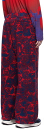 Burberry Red & Blue Rose Trousers