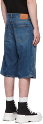 Alexander McQueen Blue Patched Denim Shorts