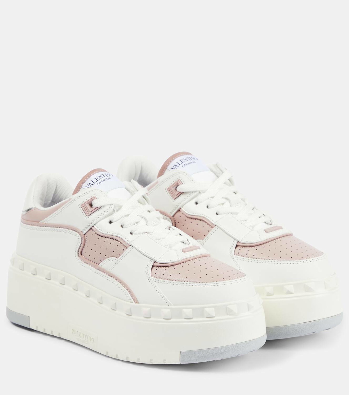 【Valentino Garavani】 Freedots XLレザープラットフォームスニ Freedots Xl Calfskin And Cork Sneaker for Woman in White