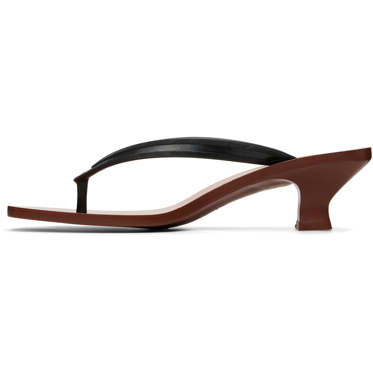 Versace Black & Brown Sophie Rubber Thong Heeled Sandals