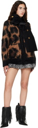 sacai Beige Leopard Mohair Knit Cardigan