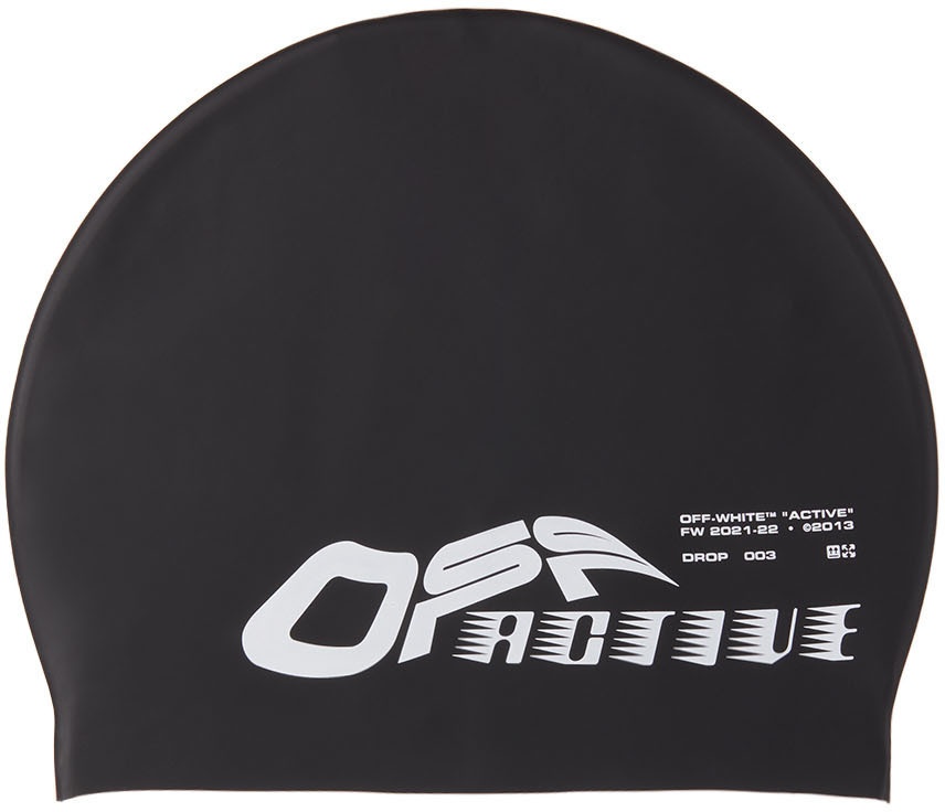 Off-White Black Active Logo Swim Cap