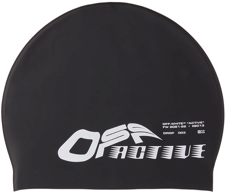 Photo: Off-White Black Active Logo Swim Cap