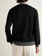 Maison Kitsuné - Logo-Appliquéd Two-Tone Wool Cardigan - Black