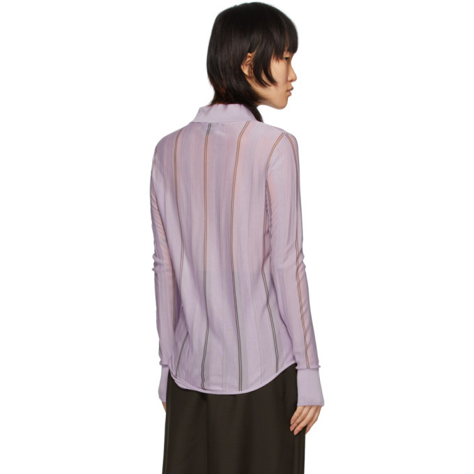 Eftychia Purple Silk Striped Shirt