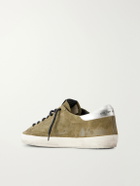 Golden Goose - Super-Star Distressed Leather-Trimmed Suede Sneakers - Green