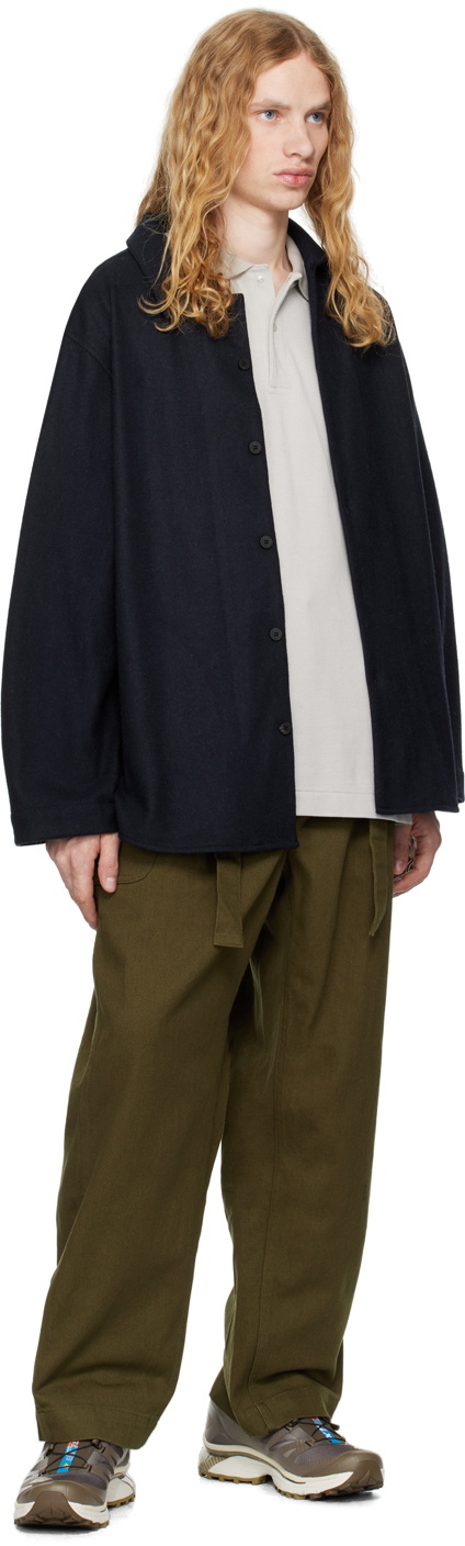 DOCUMENT Navy Heavy Wool Jersey Oversized Shirt