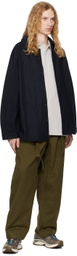 DOCUMENT Navy Heavy Wool Jersey Oversized Shirt