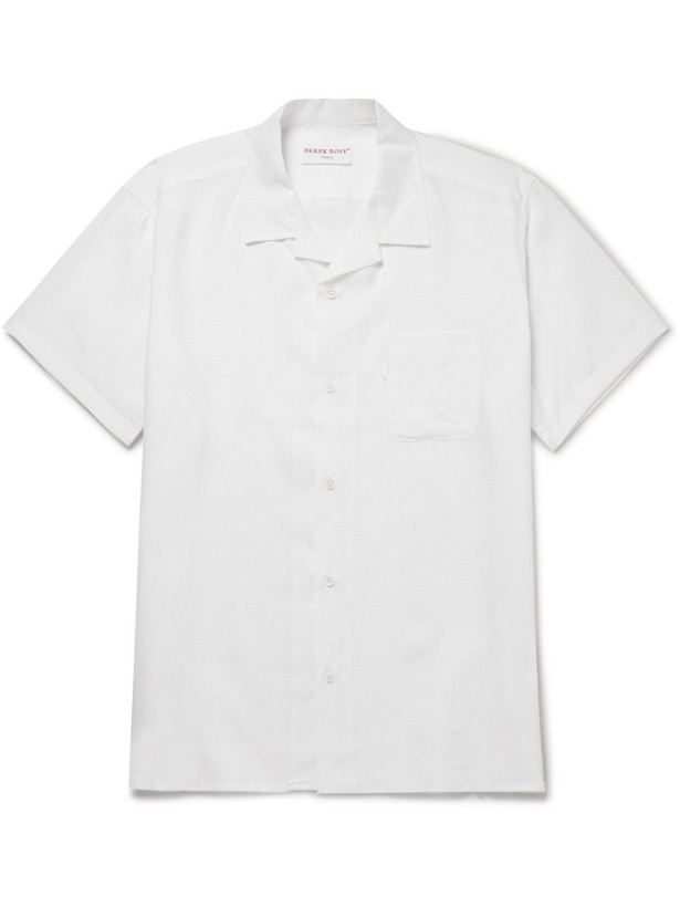 Photo: DEREK ROSE - Camp-Collar Linen Shirt - White