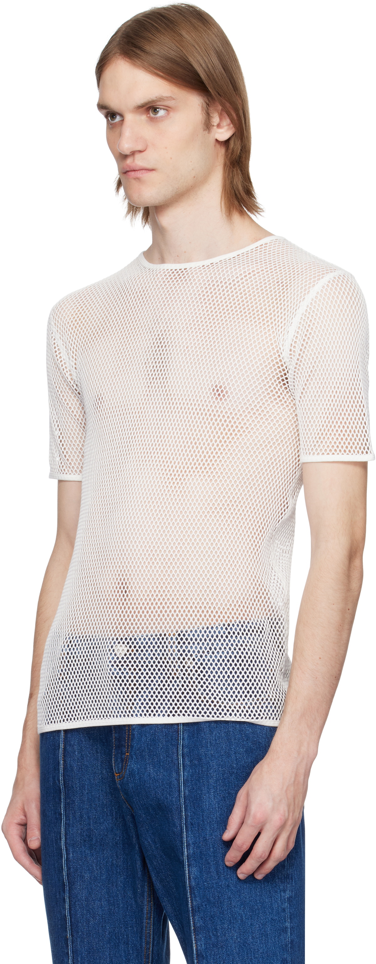 Bally White Fishnet T-shirt