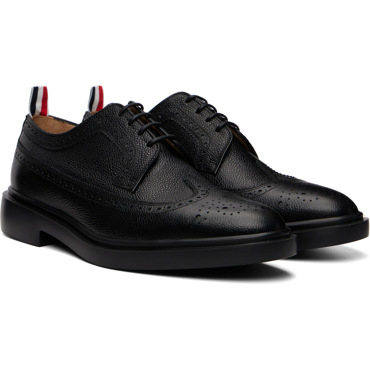 Thom Browne Black Pebble Grain Longwing Brogues