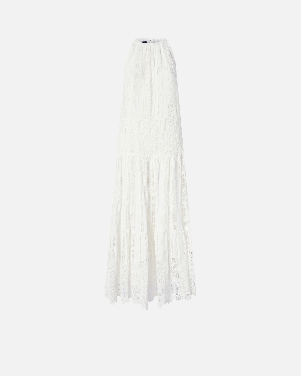 Pinko Midi Dress In Broderie Anglaise And Macramé Snow White