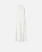 Pinko Midi Dress In Broderie Anglaise And Macramé Snow White