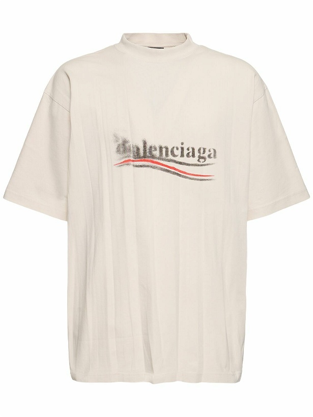 Photo: BALENCIAGA - Political Stencil Logo Cotton T-shirt