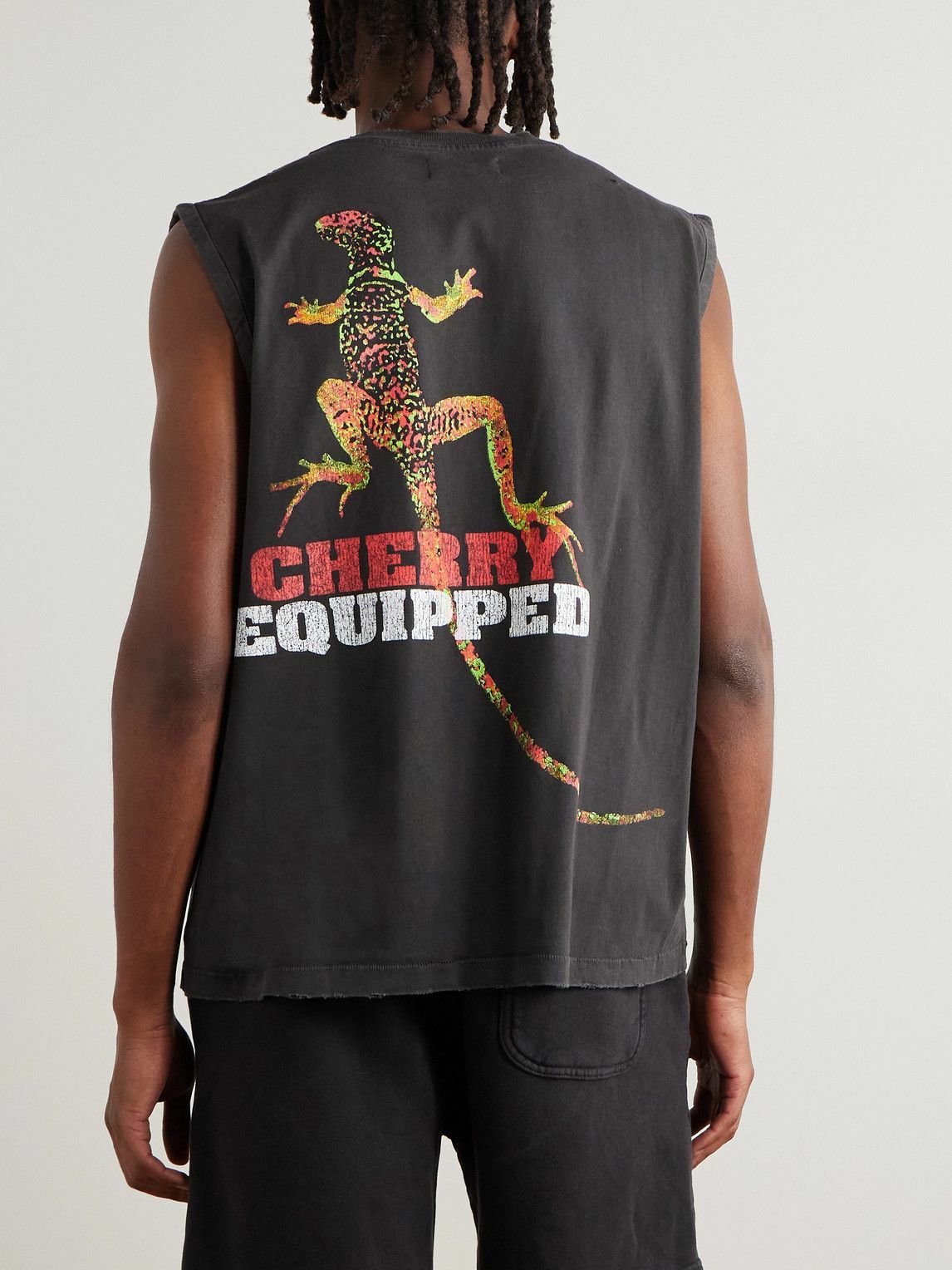 Cherry Los Angeles - Desert Gecko Printed Cotton-Jersey Tank Top - Black