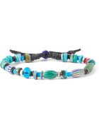 Peyote Bird - Malawi Sterling Silver and Leather Turquoise and Wood Bracelet