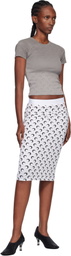 Marine Serre White Moon Printed Jersey Knee Length Midi Skirt