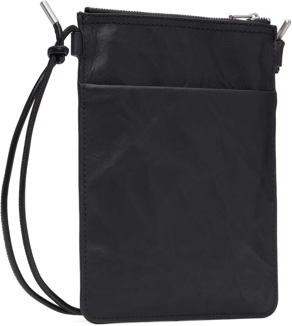 Y-3 Black Leather Crossbody Pouch