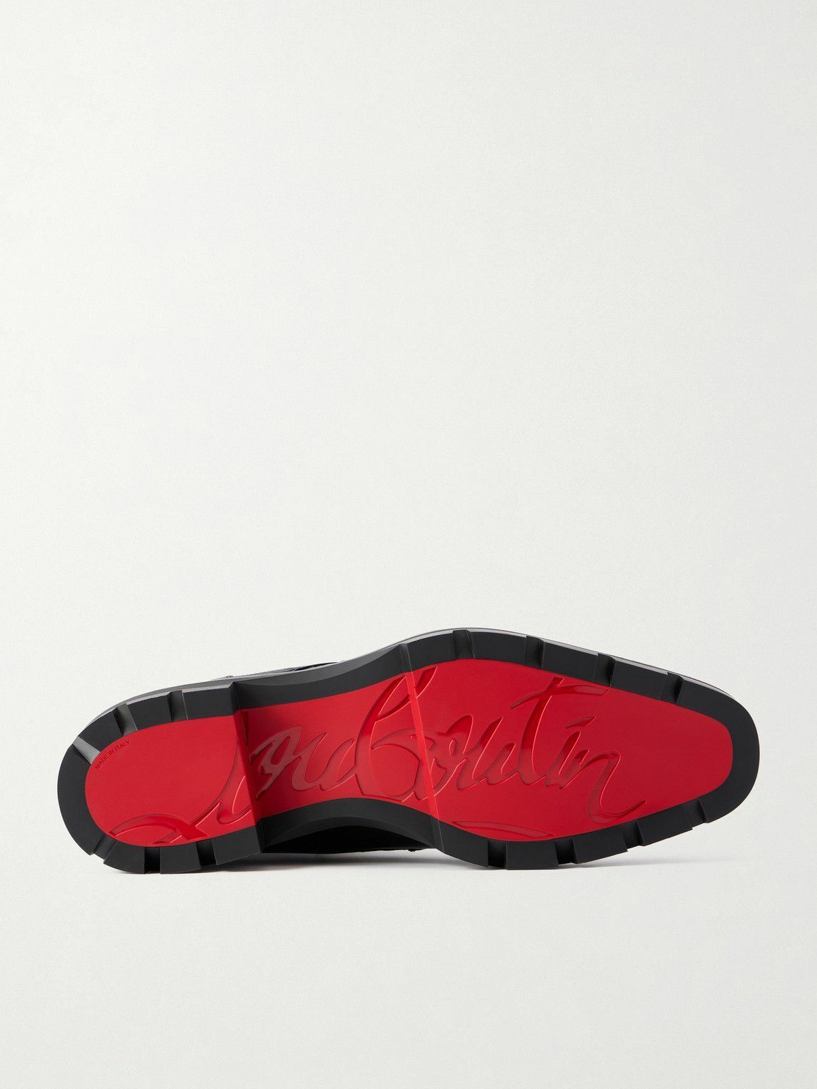 Christian Louboutin - Caracolo Lion Smooth and Full-Grain Leather Lace-Up Boots - Black
