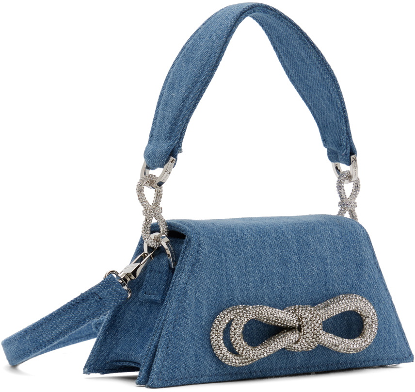 MACH & MACH Blue Mini Double Bow Samantha Bag