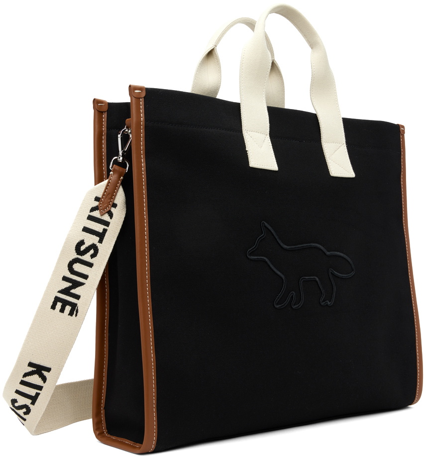 Maison Kitsuné Black Contour Fox E/W Tote Maison Kitsune