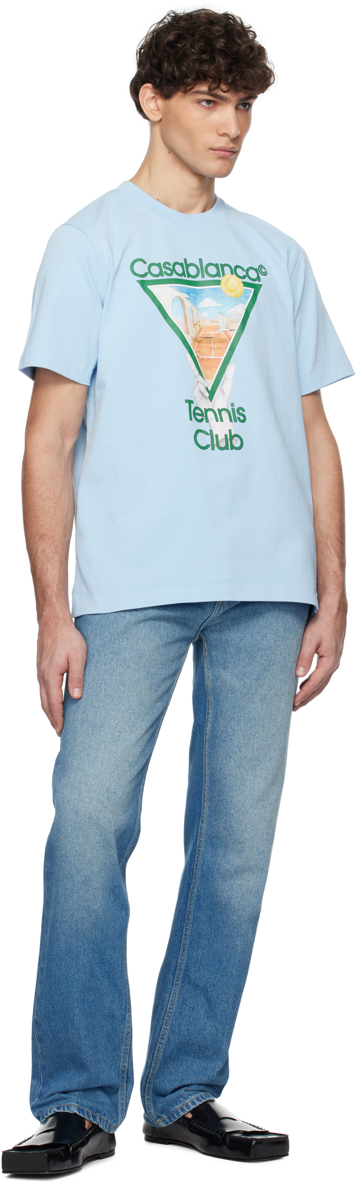 Tシャツ・カットソー CASABLANCA physical Tennis Icon Printed T-Shirt Light Bl Tennis Club Icon Short Sleeve T-Shirt – Casablanca