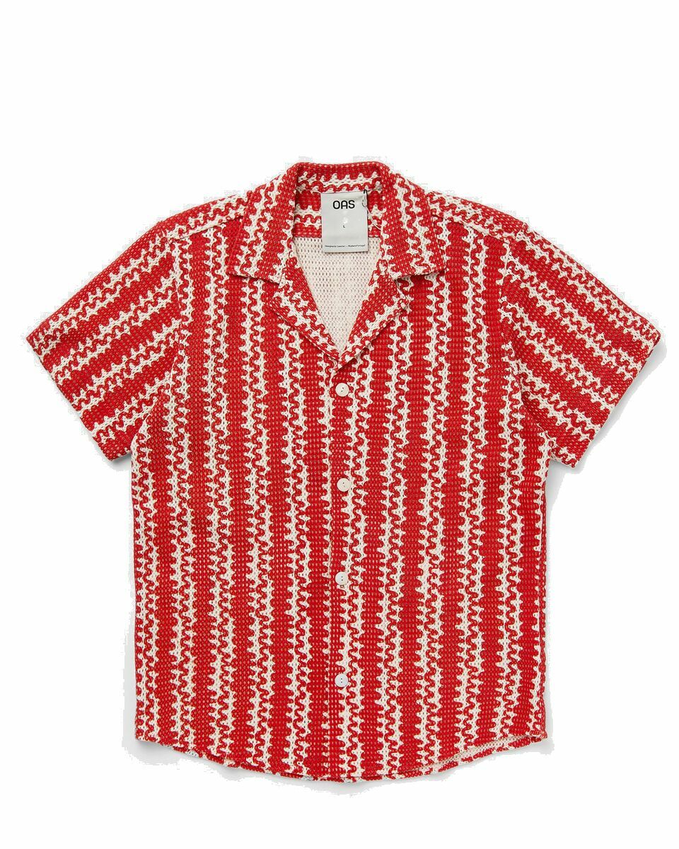 Photo: Oas Red Scribble Cuba Net Shirt Red - Mens - Shortsleeves