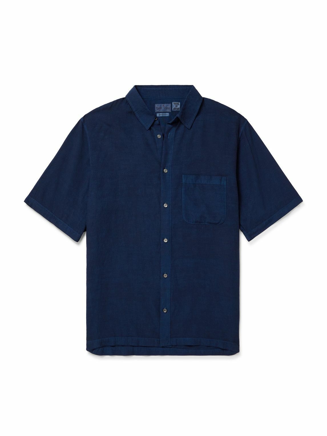 『BLUE BLUE JAPAN』 ポロシャツ　ハーフボタン　インディゴ　L BLUE BLUE JAPAN ブルーブルー ジャパン インディゴ ポロシャツ