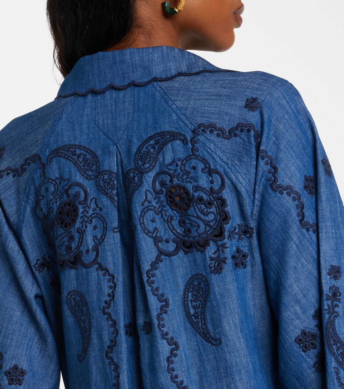 Zimmermann Aster embroidered denim midi dress