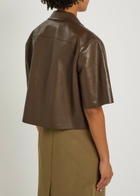 Nanushka Maisie Faux Leather Shirt Chocolate