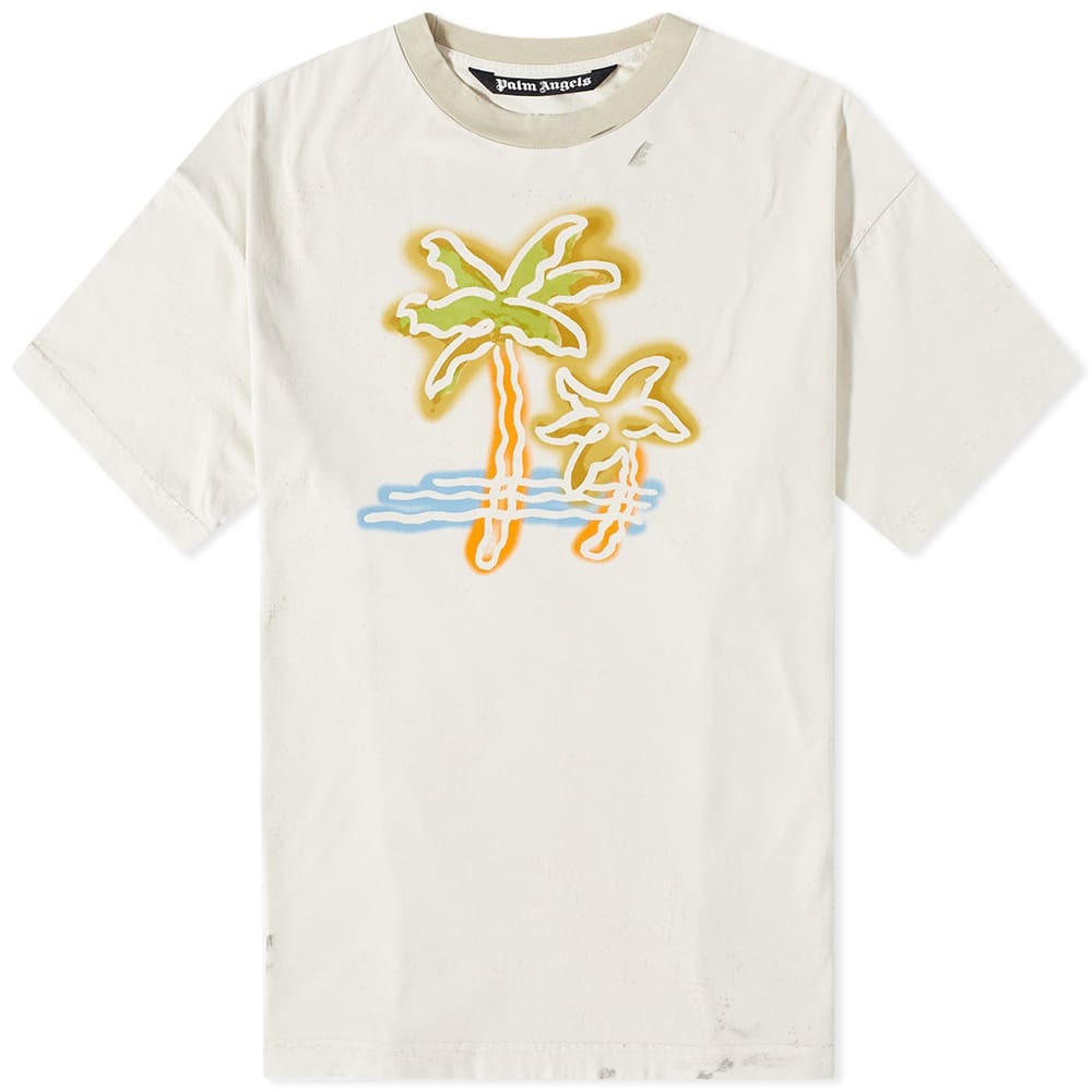 関税込★VIP価格【Palm Angels】ネオン コットンTシャツ Palm Angels logo-print Cotton T-shirt | Black | FARFETCH
