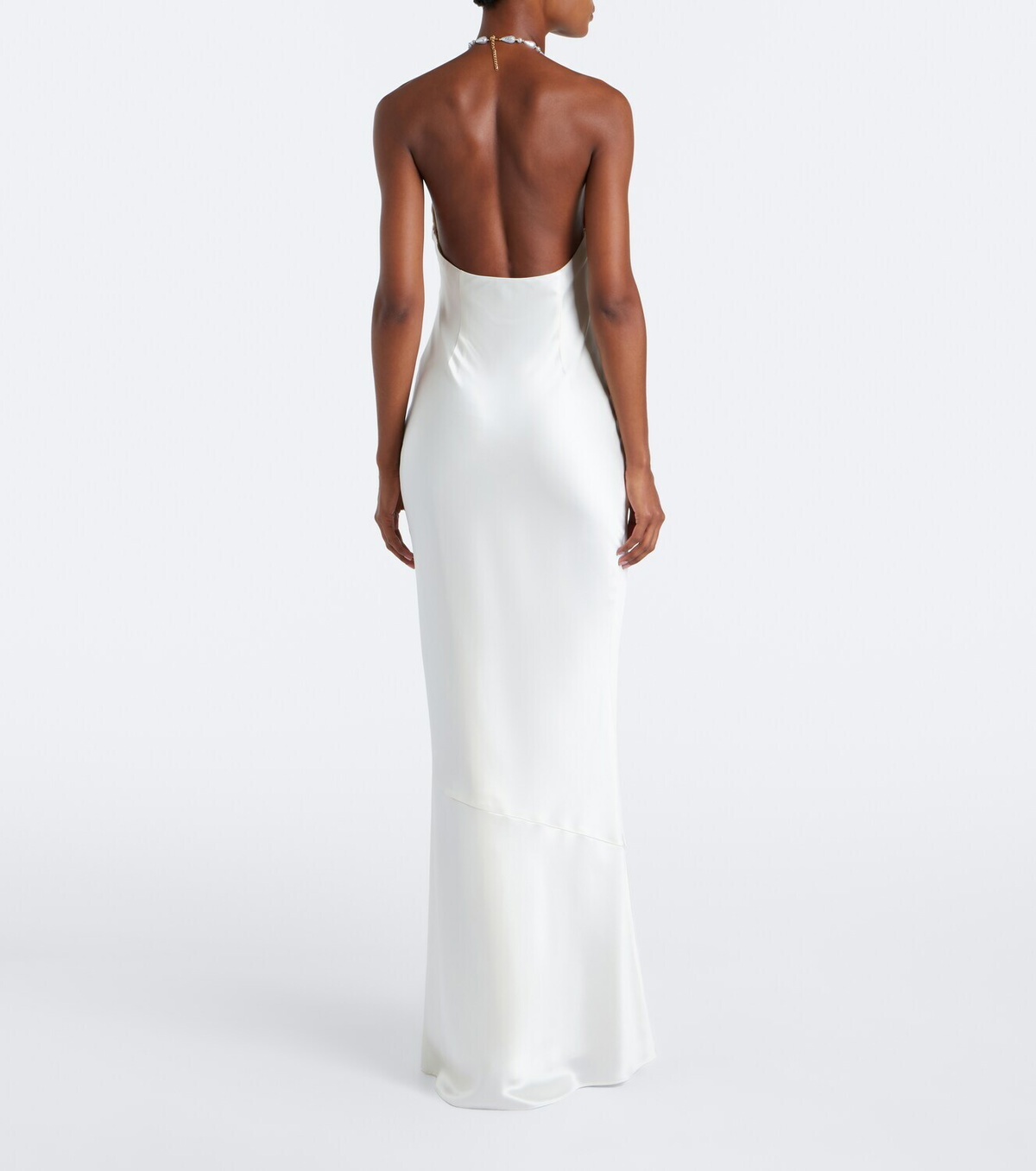 Retrofête Anat beaded halterneck satin maxi dress