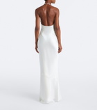 Retrofête Anat beaded halterneck satin maxi dress