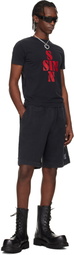 VETEMENTS Black Biker Cross Logo Shorts
