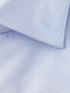 Zegna - Trofeo Slim-Fit Cutaway-Collar Checked Cotton-Blend Poplin Shirt - Blue