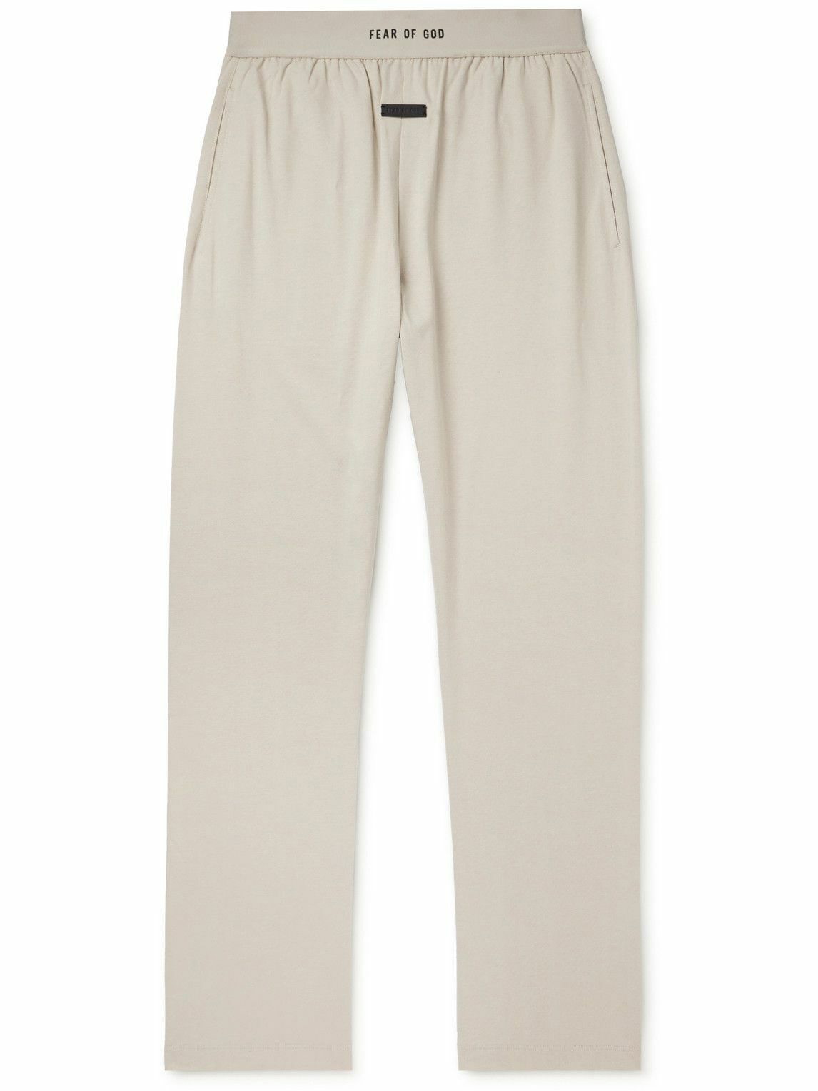 Photo: Fear of God - Logo-Appliquéd Cotton-Jersey Pyjama Trousers - Neutrals