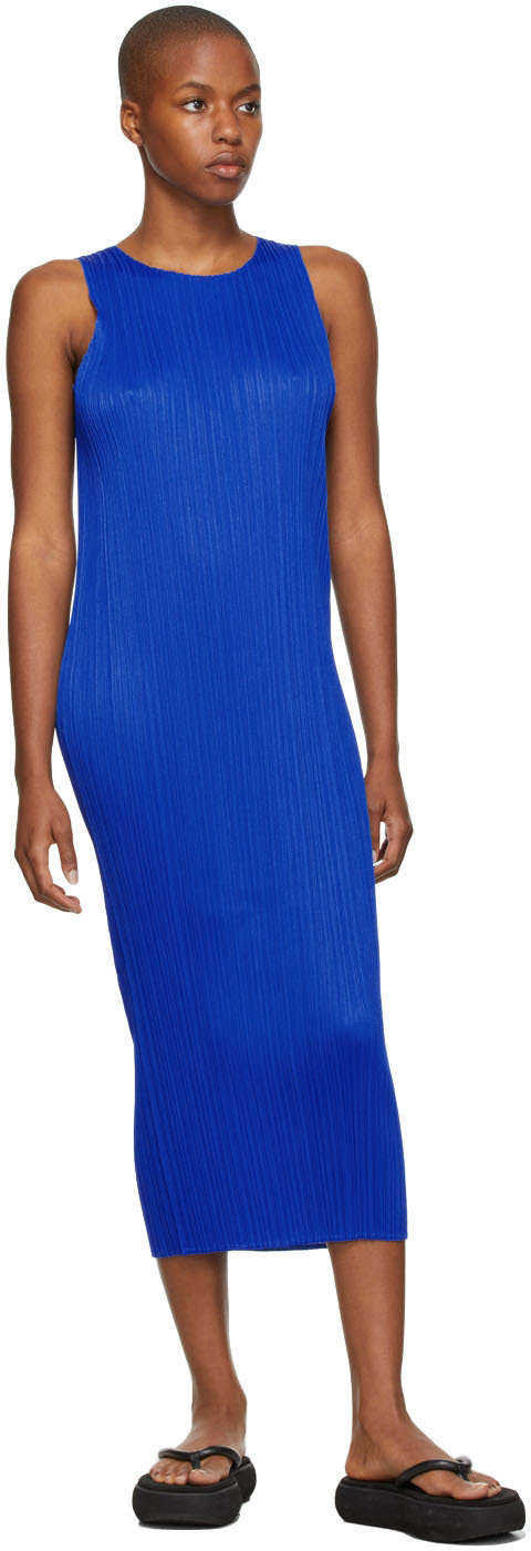 PLEATS PLEASE ISSEY MIYAKE: Blue Basics Tank Top