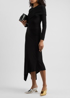 Helmut Lang Protection Draped Stretch-jersey Midi Dress Black