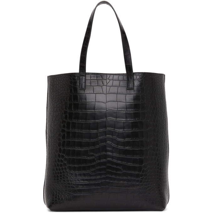 Saint Laurent | Men Logo Croc Embossed Slim Leather Bag Black Unique