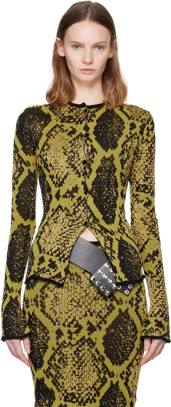 Photo: The Attico Yellow & Black Python Jacquard Cardigan