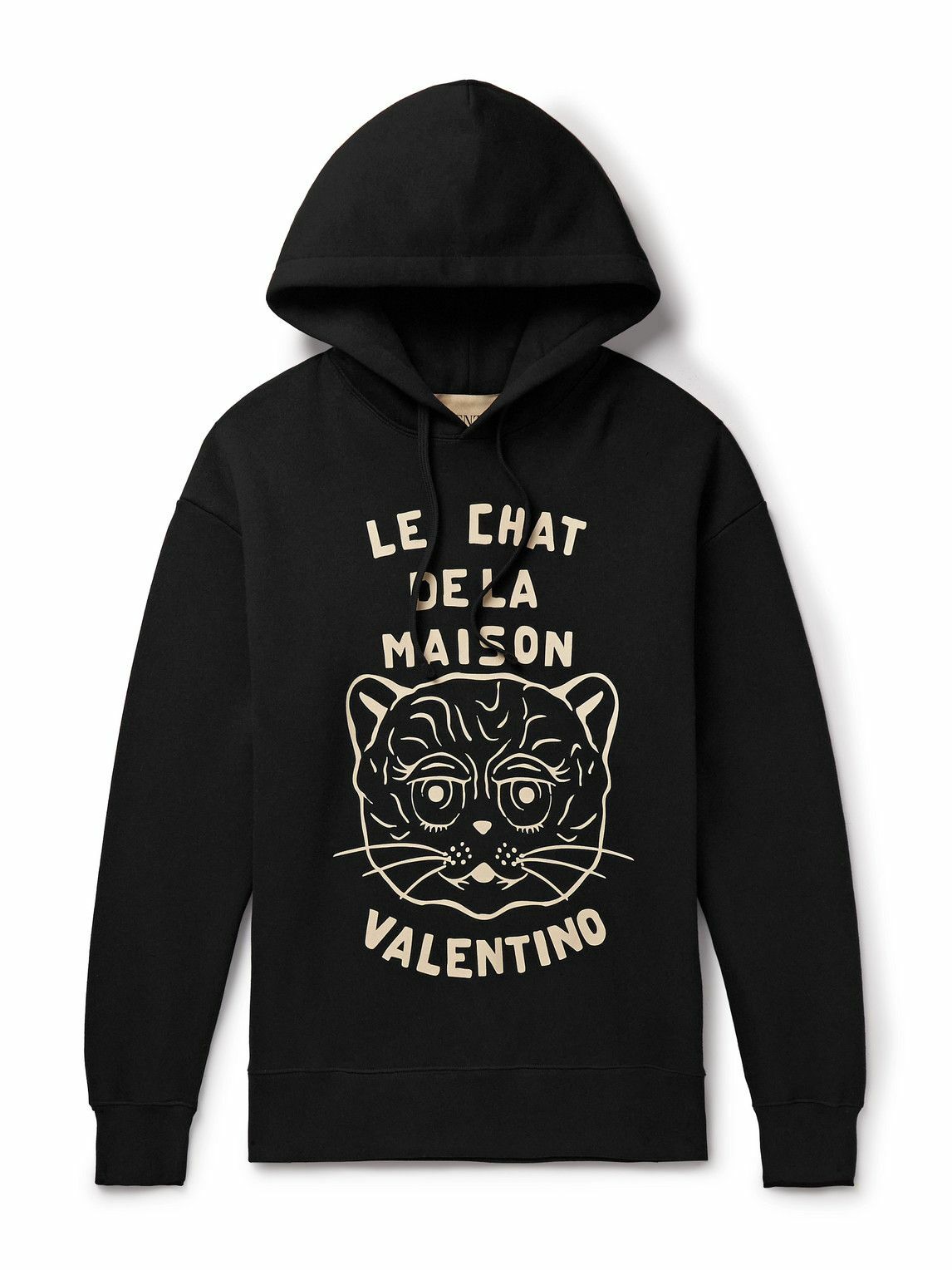 Valentino Garavani - Logo-Print Cotton-Jersey Hoodie - Black